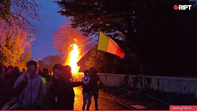 Newtownmountkennedy as a local protest opposed to immigration centre clash with gardaí, pepper spray